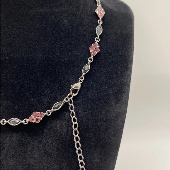 The Grapes and Peonies Rhinestone Studded Multi Color Necklace - Picture 3 of 8